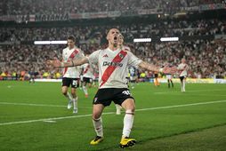 Franco Mastantuono fagnar marki fyrir River Plate.
