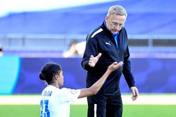 Sveindís Jane Jónsdóttir og Þorsteinn Halldórsson á EM 2022 á Englandi.